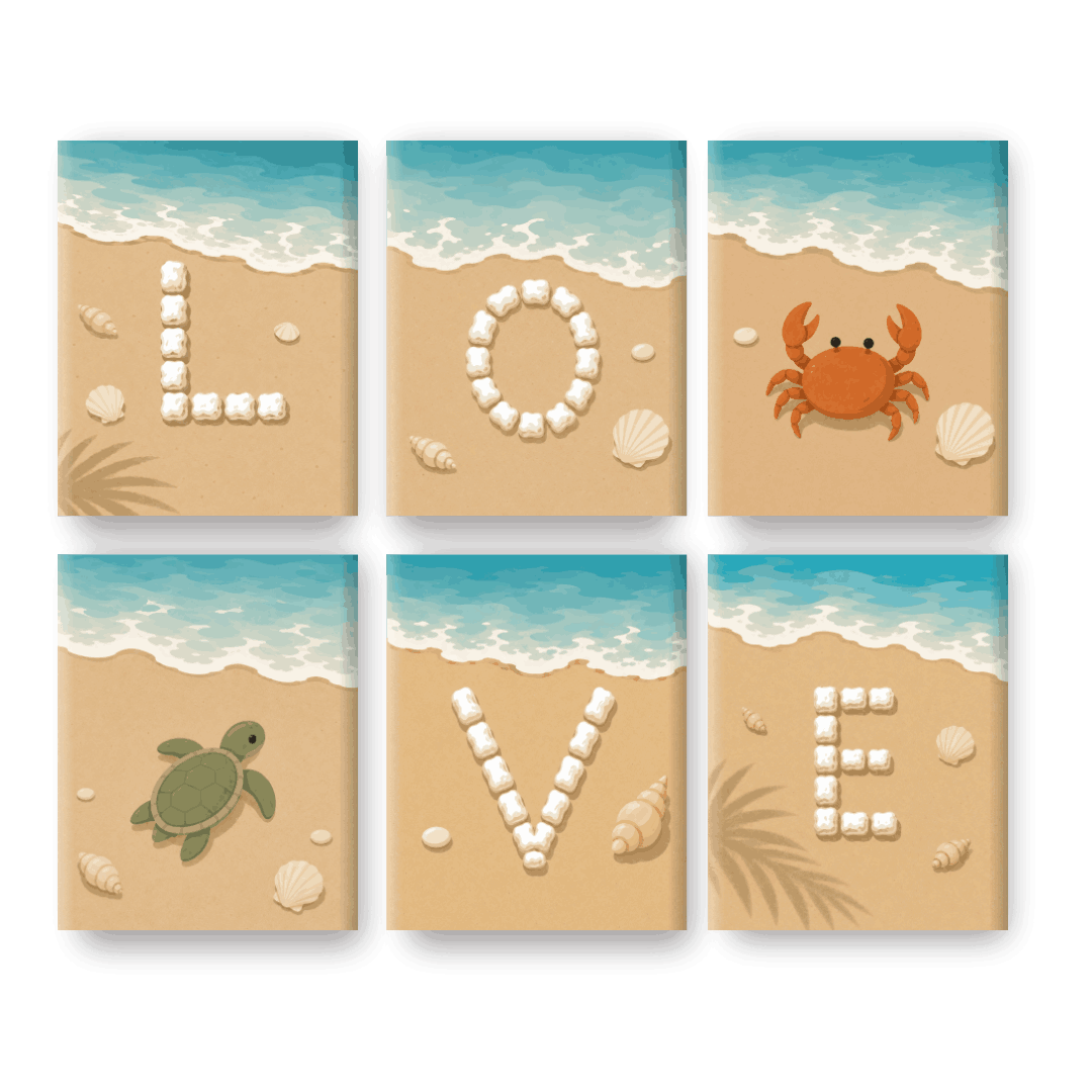6 Mini Paintings | Strand Liefde Set