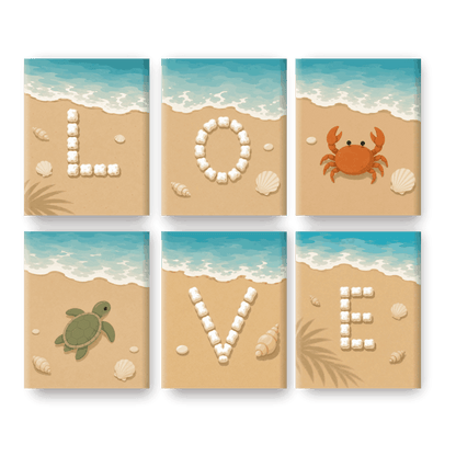 6 Mini Paintings | Strand Liefde Set