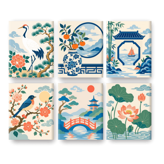 6 Mini Paintings | Oosterse Tuin Set