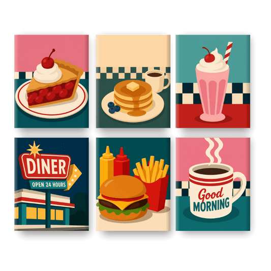 6 Mini Paintings | Diner 24-7 Set