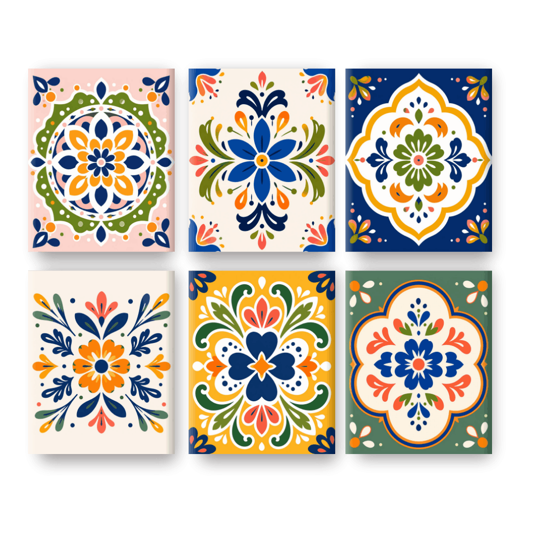 6 Mini Paintings | Folk Art Tegels Set