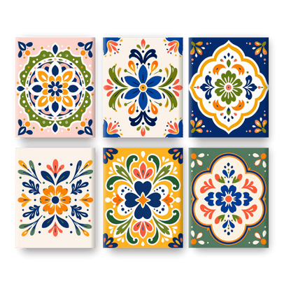 6 Mini Paintings | Folk Art Tegels Set