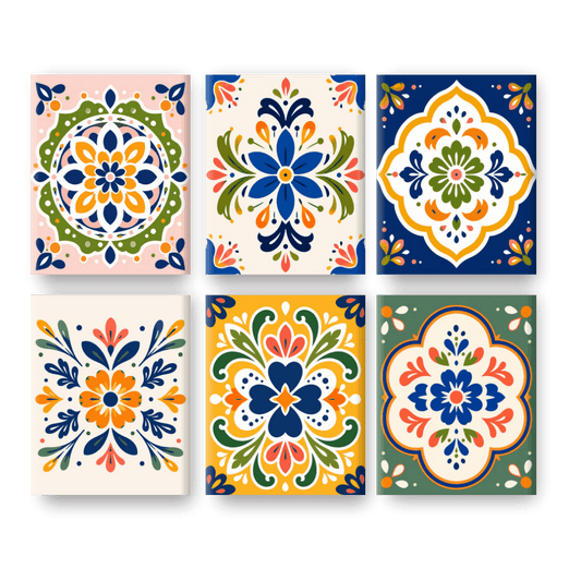 6 Mini Paintings | Folk Art Tegels Set