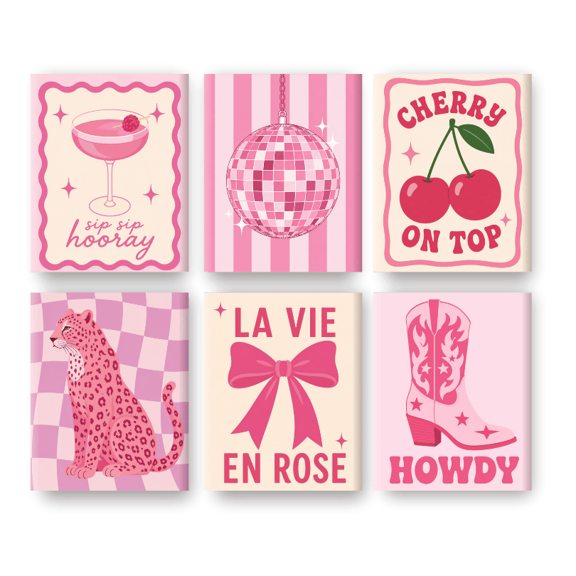 6 Mini Paintings | Roze Cowgirl Set