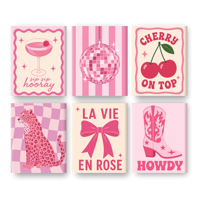 6 Mini Paintings | Roze Cowgirl Set