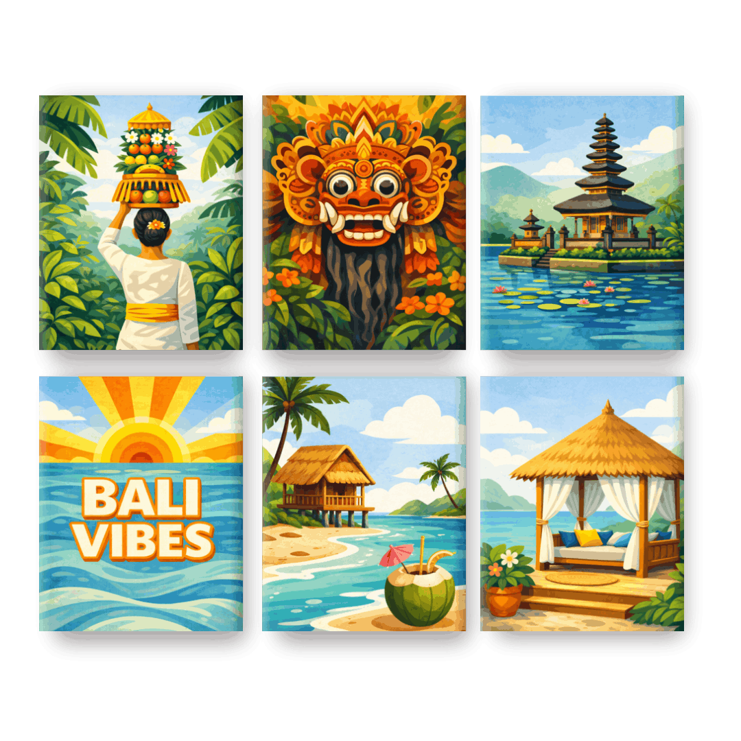 6 Mini Paintings | Bali Vibes Set- Schilderen op nummers