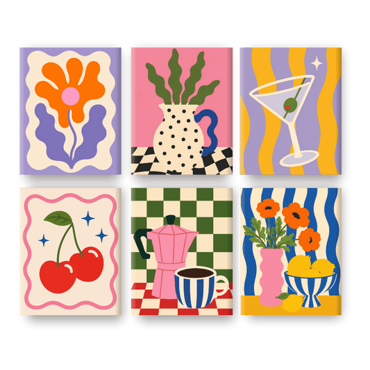 6 Mini Paintings | Heldere Bloesems Set