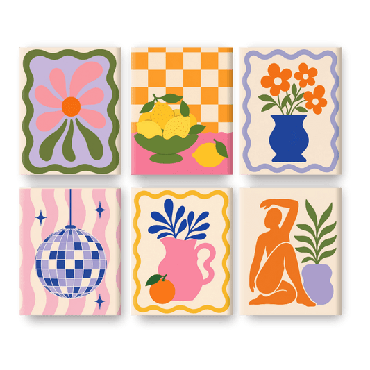 6 Mini Paintings | Pastel Disco Set