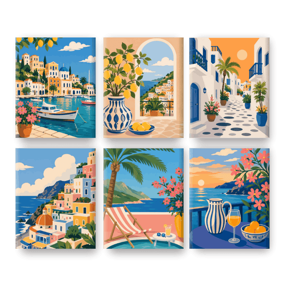 6 Mini Paintings | Mediterrane Droom Set