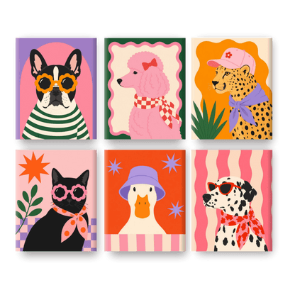 6 Mini Paintings | Glamour Huisdieren Set
