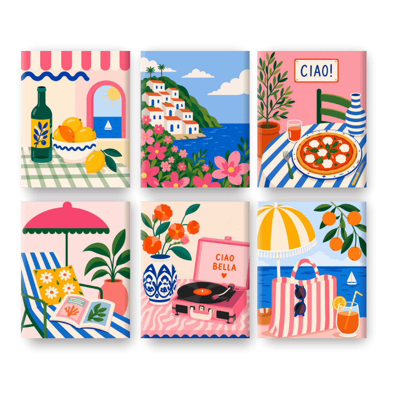 6 Mini Paintings | Stranddag Set - Schilder Op Nummers