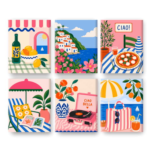 6 Mini Paintings | Stranddag Set - Schilder Op Nummers
