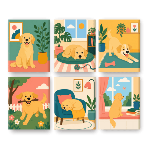 6 Mini Paintings | Gezellige Honden Set