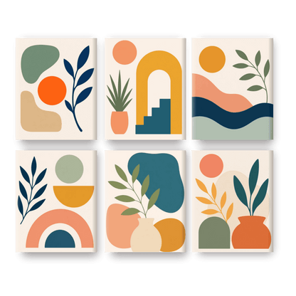 6 Mini Paintings | Boho Landschappen Set