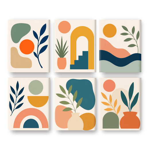 6 Mini Paintings | Boho Landschappen Set