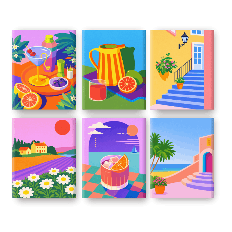 6 Mini Paintings | Levendige Zomer Set- Schilderen op nummers