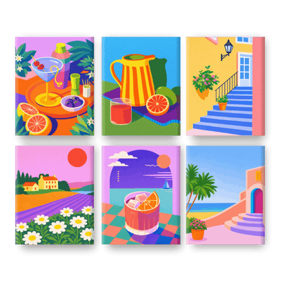 6 Mini Paintings | Levendige Zomer Set- Schilderen op nummers