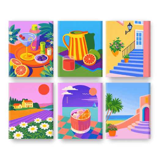 6 Mini Paintings | Levendige Zomer Set- Schilderen op nummers