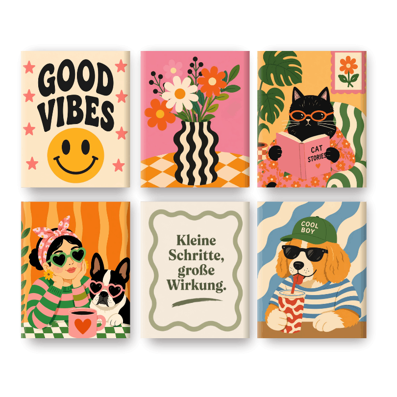 6 Mini Paintings | Kat Verhalen Set