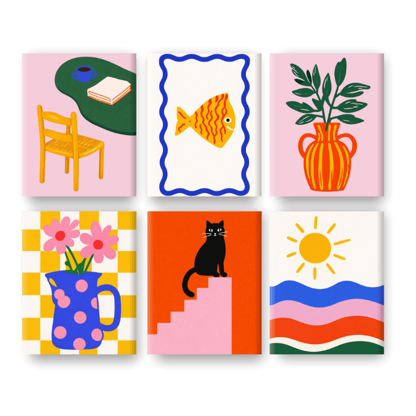 6 Mini Paintings | Moderne Mediterrane Set- Schilderen op nummers