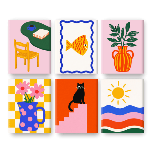 6 Mini Paintings | Moderne Mediterrane Set- Schilderen op nummers