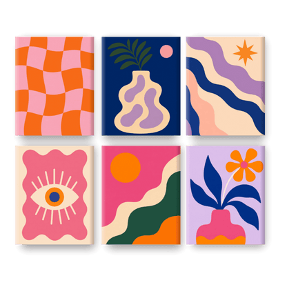 6 Mini Paintings | Funky Blooms Set