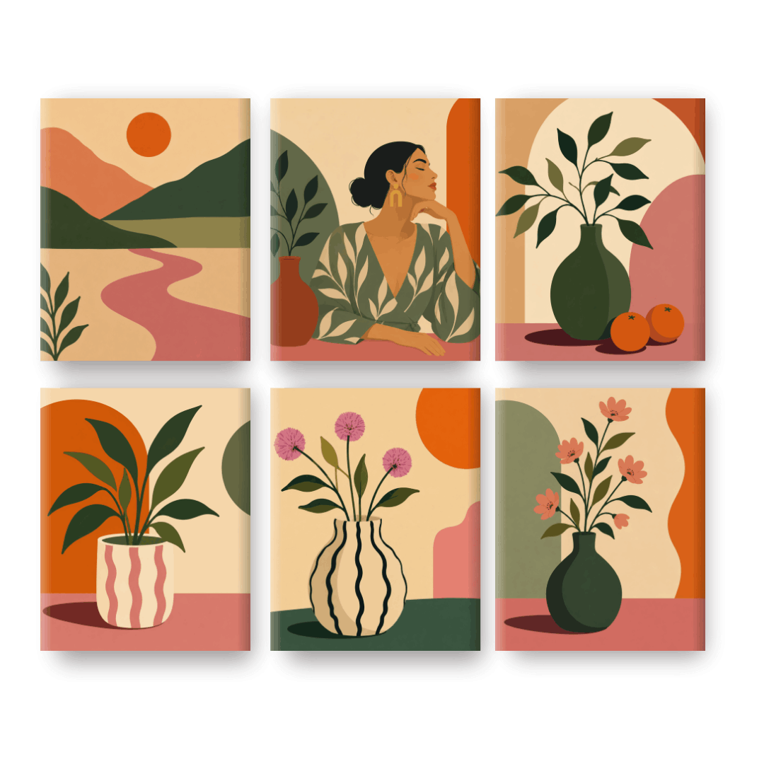 6 Mini Paintings | Earthy Vibes Set - Schilder Op Nummers