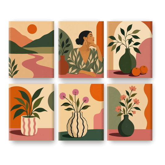 6 Mini Paintings | Earthy Vibes Set - Schilder Op Nummers