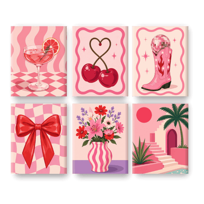6 Mini Paintings | Pretty in Pink Set