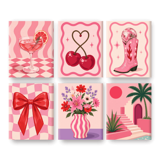 6 Mini Paintings | Pretty in Pink Set