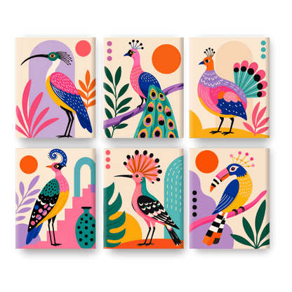 6 Mini Paintings | Wilde Vogels Set