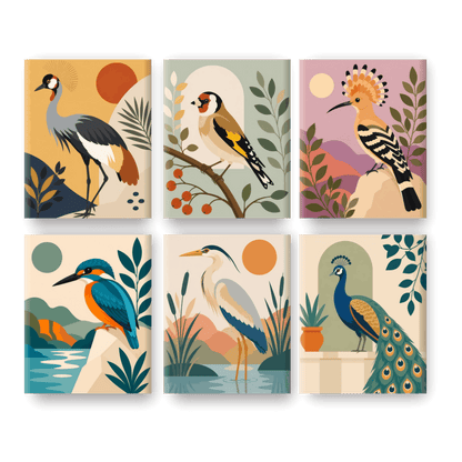 6 Mini Paintings | Majestueuze Vogels Set