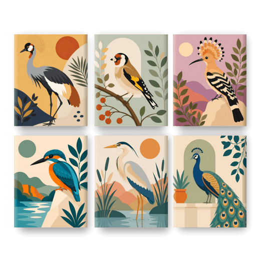 6 Mini Paintings | Majestueuze Vogels Set