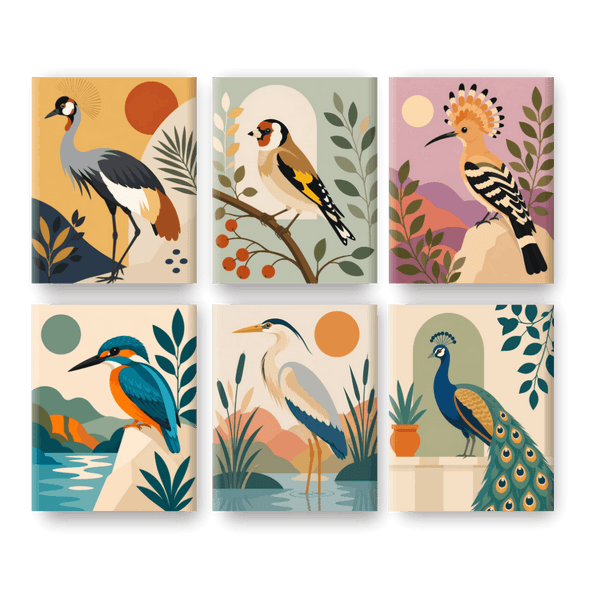 6 Mini Paintings | Majestueuze Vogels Set