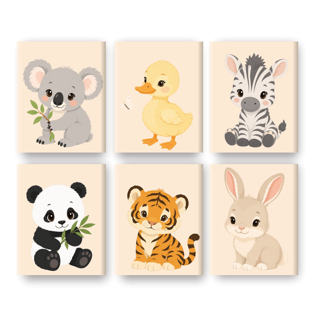6 Mini Paintings | Baby Dieren Set