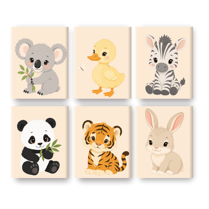6 Mini Paintings | Baby Dieren Set