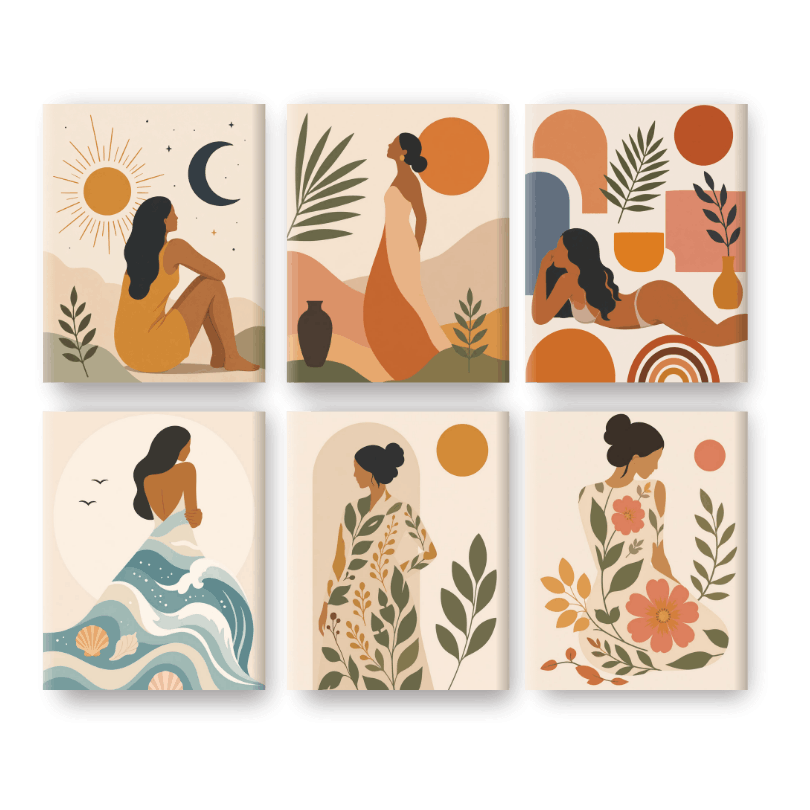 6 Mini Paintings | Natuurlijke Schoonheid Set - Schilder Op Nummers