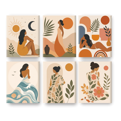 6 Mini Paintings | Natuurlijke Schoonheid Set - Schilder Op Nummers