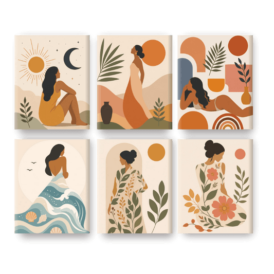 6 Mini Paintings | Natuurlijke Schoonheid Set - Schilder Op Nummers