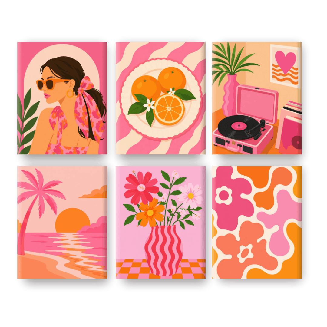 6 Mini Paintings | Trendy Girl Set - Schilder Op Nummers