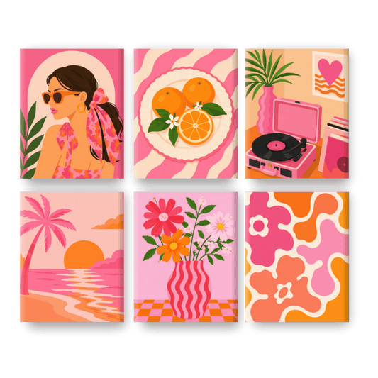 6 Mini Paintings | Trendy Girl Set - Schilder Op Nummers