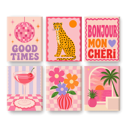 6 Mini Paintings | Bonjour Mon Chéri Set