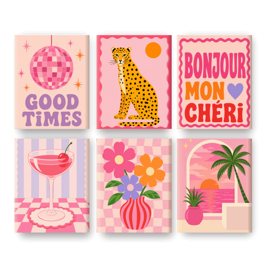 6 Mini Paintings | Bonjour Mon Chéri Set