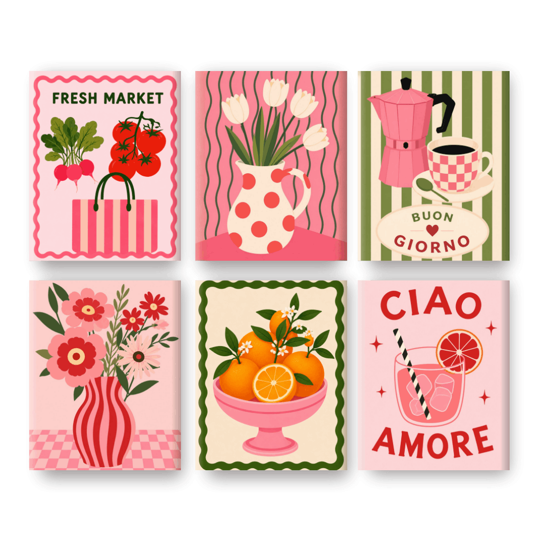 6 Mini Paintings | Roze Markt Set