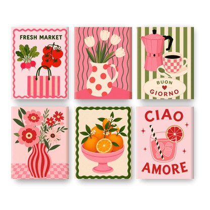 6 Mini Paintings | Roze Markt Set