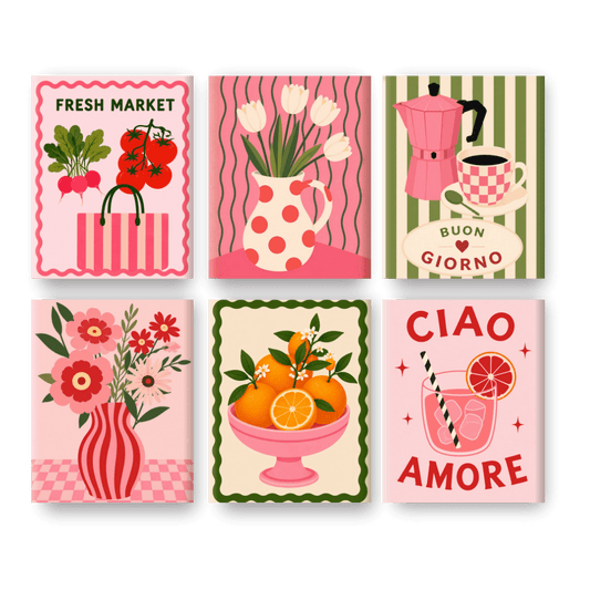 6 Mini Paintings | Roze Markt Set