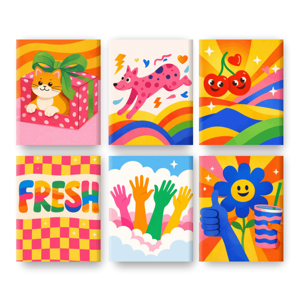 6 Mini Paintings | Regenbogen Pop-Art Set- Schilderen op nummers
