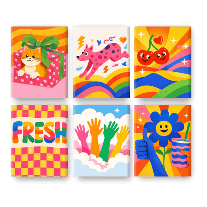 6 Mini Paintings | Regenbogen Pop-Art Set- Schilderen op nummers