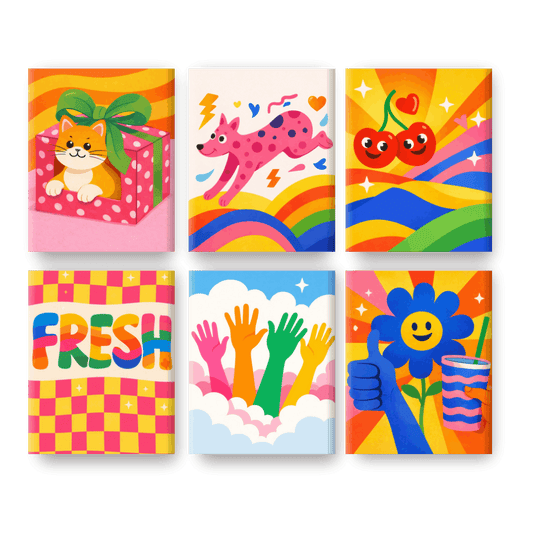 6 Mini Paintings | Regenbogen Pop-Art Set- Schilderen op nummers