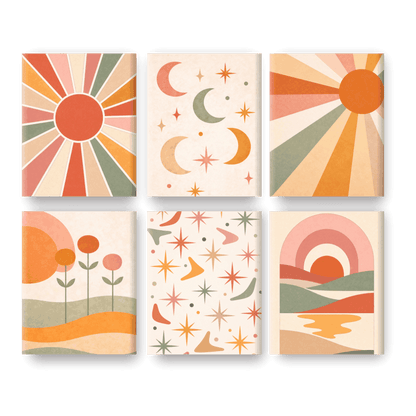 6 Mini Paintings | Boho Sunset Set- Schilderen op nummers